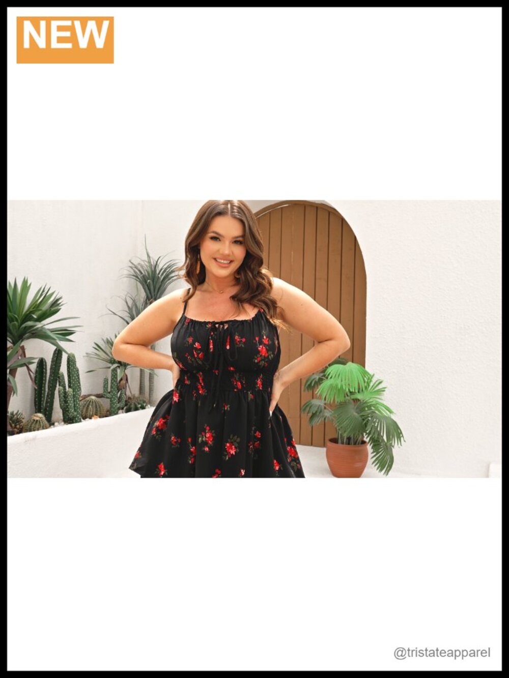 Plus Size Romper Spaghetti Strap Square Neck Smocked High Waist Shorts - Picture 6 of 6